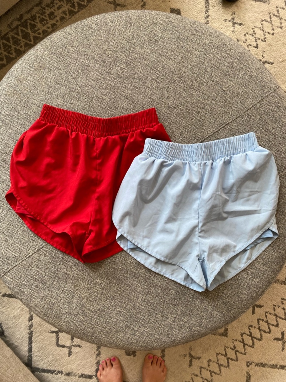 SHEIN Red and Light Blue Athletic Shorts - Dual Pack